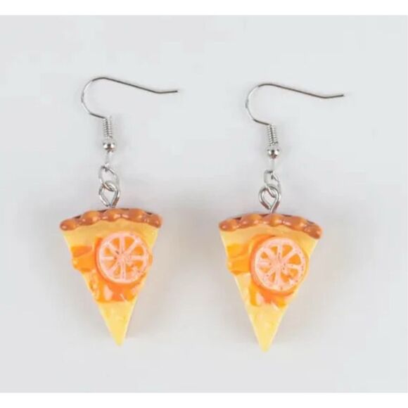 Orange Cream Sickle Pie Statement Earrings - Picture 1 of 3